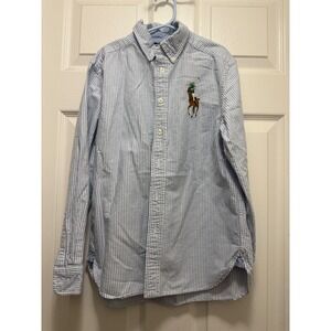 Ralph Lauren Kids Big Pony Striped Oxford Shirt- Size M 10-12